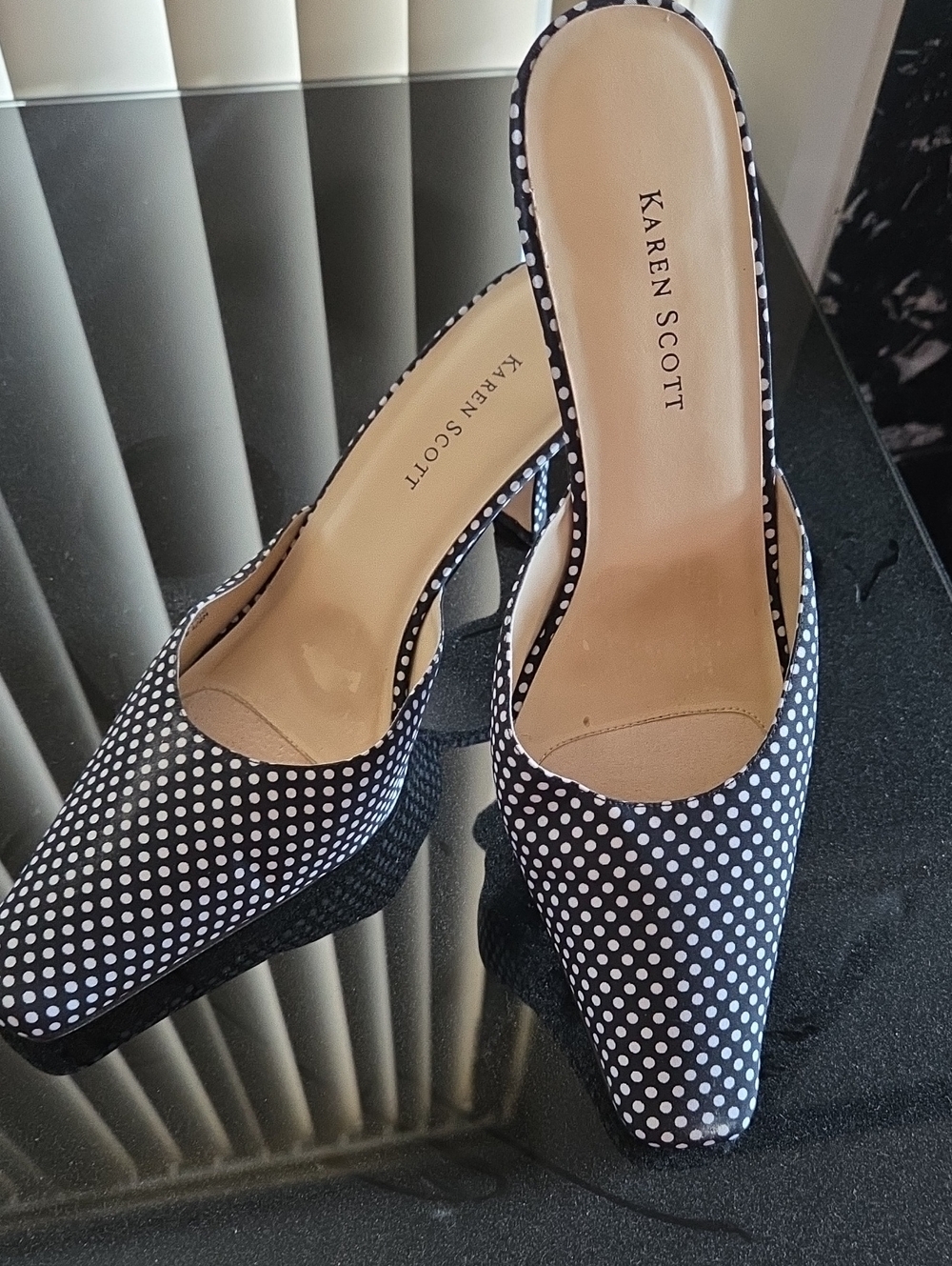 Karen Scott Black and White Polka Dot Pointed-Toe Pumps